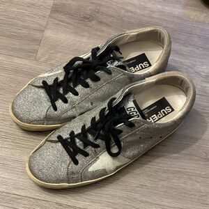 Golden Goose Silver Glitter Sneakers